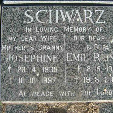 SCHWARZ  Emil Reiner 1938-2000 &amp; Josephine 1939-1997