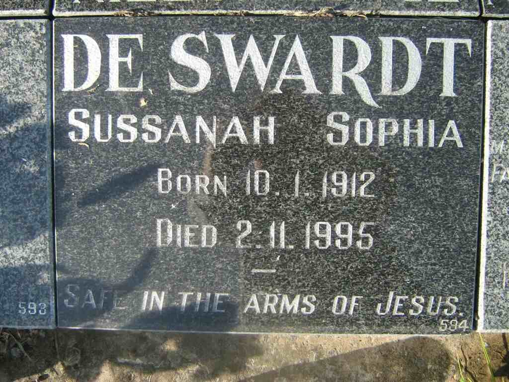 SWARDT Sussanah Sophia, de 1912-1995