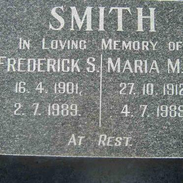SMITH Frederick S. 1901-1989 &amp; Maria M.M. 1912-1989