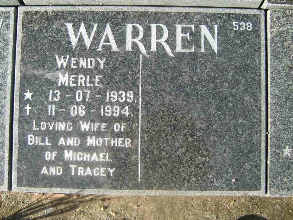 WARREN Wendy Merle 1939-1994