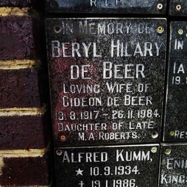 BEER Beryl Hilary, de 1917-1984