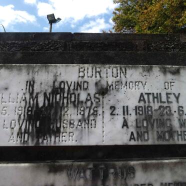 BURTON William Nicholas 1918-1975 &amp; Athley 1918-1976