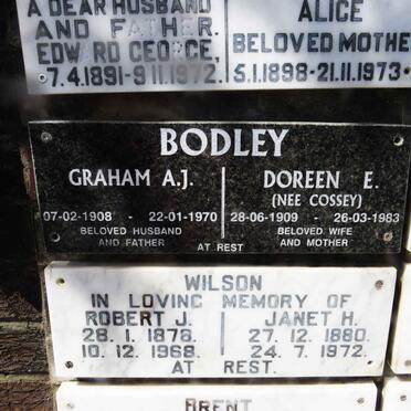 BODLEY Graham A.J. 1908-1970 &amp; Doreen E. COSSEY 1909-1983