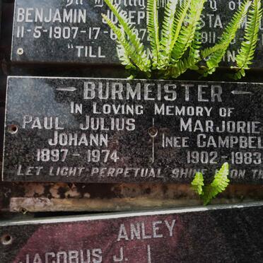 BURMEISTER Paul Julius Johann 1897-1974 &amp; Marjorie CAMPBELL 1902-1983