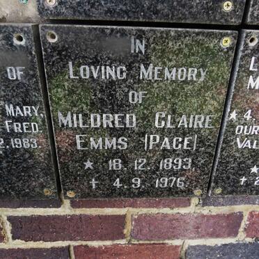 EMMS Mildred Claire nee PAGE 1893-1976