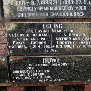 EGLING Ernest Gordon 1898-1985 &amp; Dorothy Mary 1901-1987