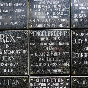 ENGELBRECHT Dan 1917-1977 &amp; Lettie 1917-1984