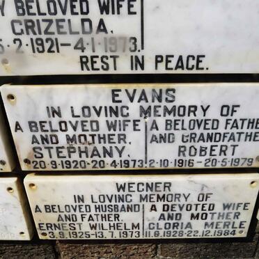 EVANS Robert 1916-1979 &amp; Stephany 1920-1973 