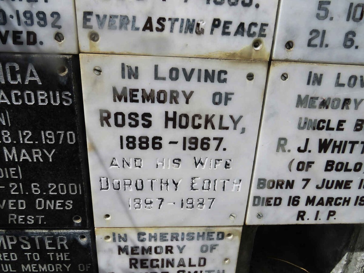 HOCKLY Ross 1886-1967 &amp; Dorothy Edith 1897-1987