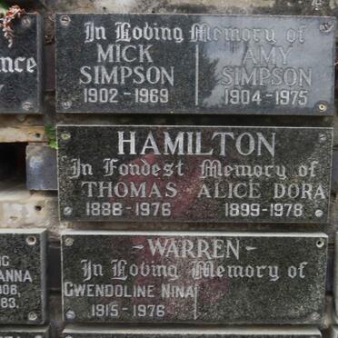 HAMILTON Thomas 1888-1976 &amp; Alice Dora 1899-1978