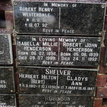 HENDERSON Robert John 1899-1992 &amp; Isabella Millie 1896-1989