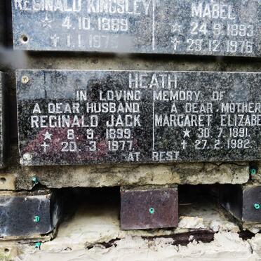 HEATH Reginald Jack 1899-1977 &amp; Margaret Elizabeth 1891-1982