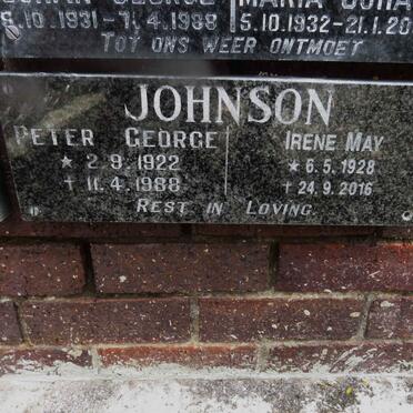 JOHNSON Peter George 1922-1988 &amp; Irene May 1928-2016