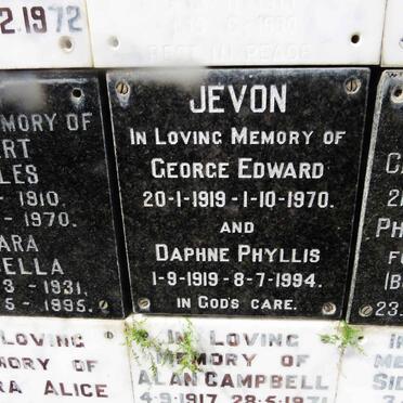 JEVON George Edward 1919-1970 &amp; Daphne Phyllis 1919-1994