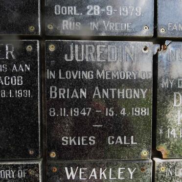 JUREDIN Brian Anthony 1947-1981