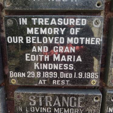 KINDNESS Edith Maria 1899-1985