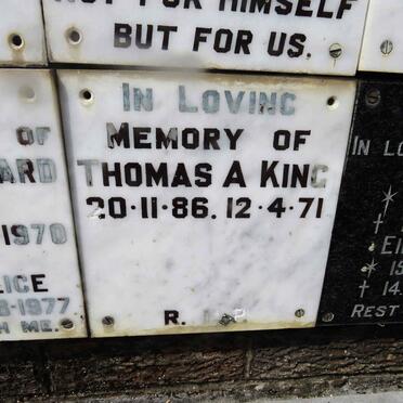 KING Thomas A. 1886-1971