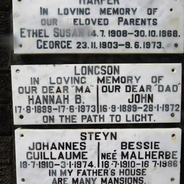 LONGSON John 1899-1972 &amp; Hannah B. 1899-1973