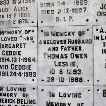 LESLIE Thomas Owen 1893-1968