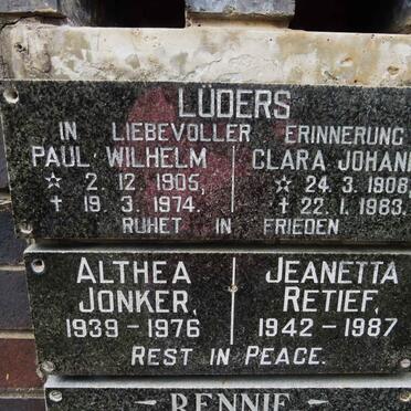 LUDERS Paul Wilhelm 1905-1974 &amp; Clara Johanna 1908-1983