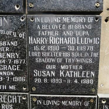 LUDWIG Harry Richard 1890-1978 &amp; Susan Kathleen 1893-1988
