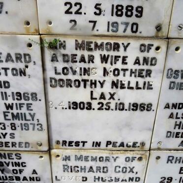 LAX Dorothy Nellie 1903-1968