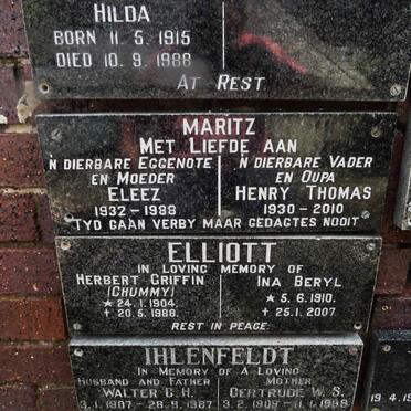 MARITZ Henry Thomas 1930-2010 &amp; Eleez 1932-1988