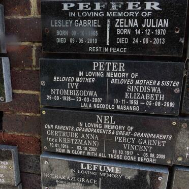 PETER Ivy Ntombizodwa 1928-2007 :: PETER Sindiswa Elizabeth 1953-2009