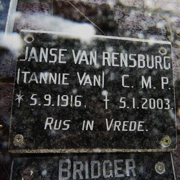 RENSBURG C.M.P., Janse van 1916-2003