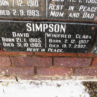 SIMPSON David 1905-1983 &amp; Winifred Clara 1907-2002