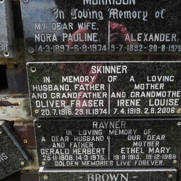 SKINNER Oliver Fraser 1916-1974 &amp; Irene Louise 1919-2006