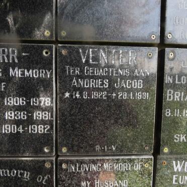 VENTER Andries Jacob 1922-1981