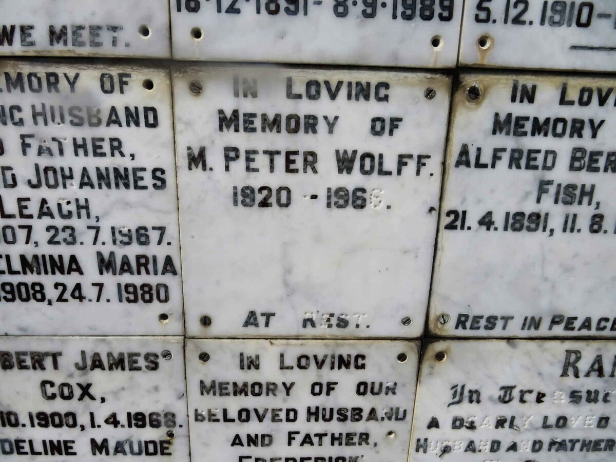 WOLFF M. Peter 1920-1966