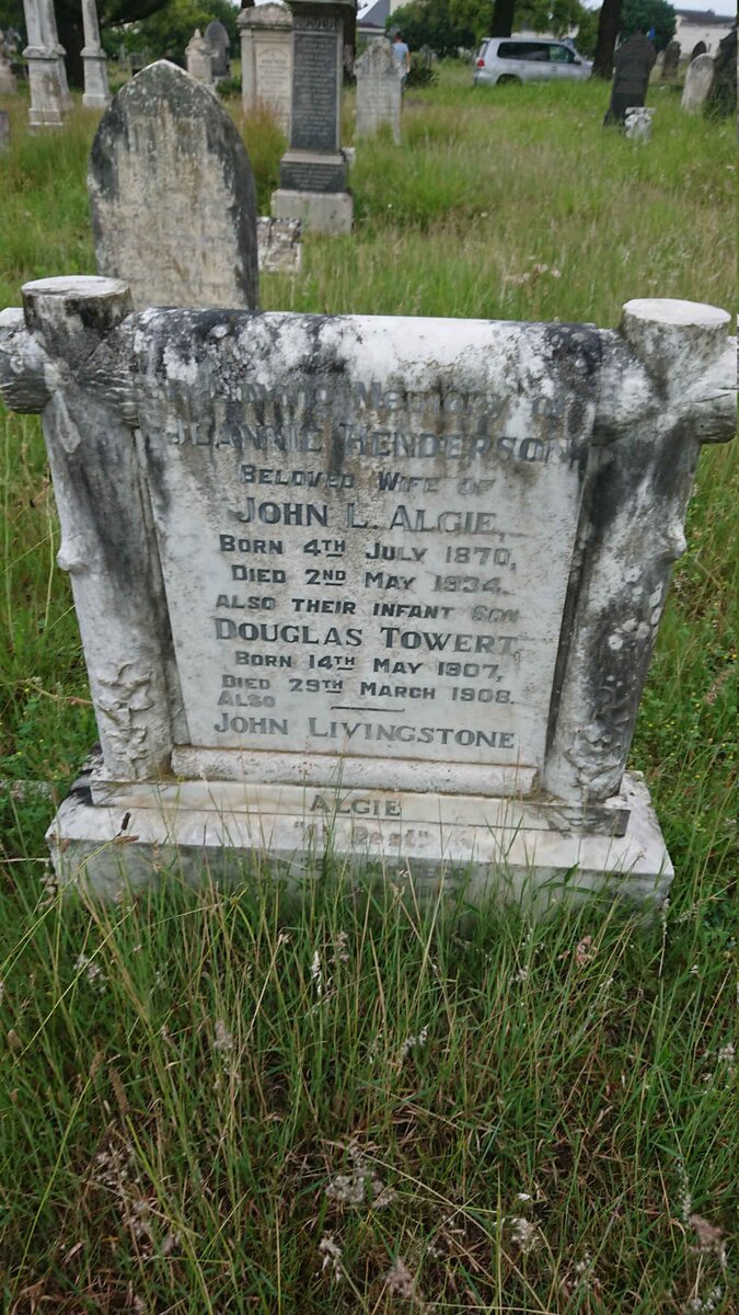 ALGIE John Livingstone &amp; Jeannie HENDERSON 1870-1934 :: ALGIE Douglas Towert 1907-1908