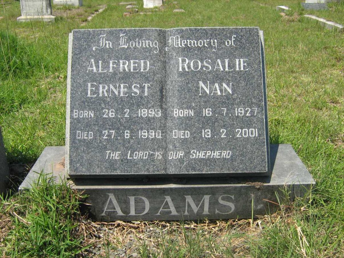 ADAMS Alfred Ernest 1893-1990 &amp; Rosalie Nan 1927-2001