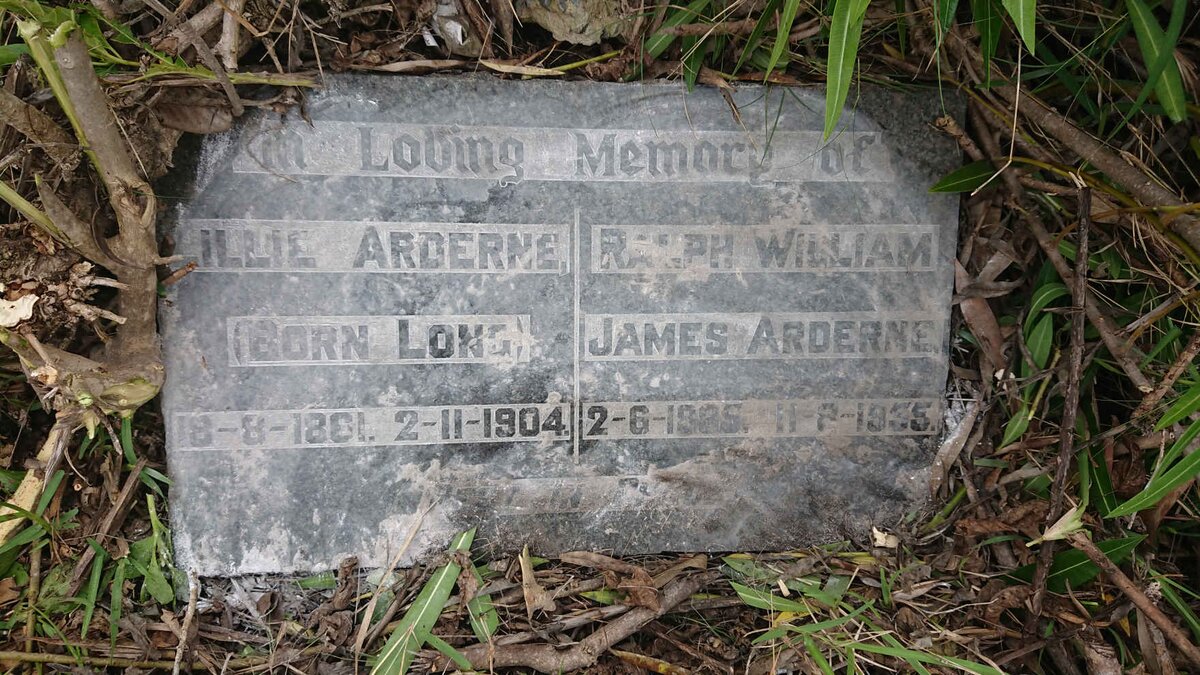 ARDERNE Ralph William James 18?5-1955 &amp; Lillie LONG 1861-1904