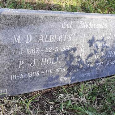 ALBERTS M.D. 1867-1956 :: HOLL 1896-1957 :: HOLL G.W. 1897-1989 :: HOLL P.J. 1905-1978
