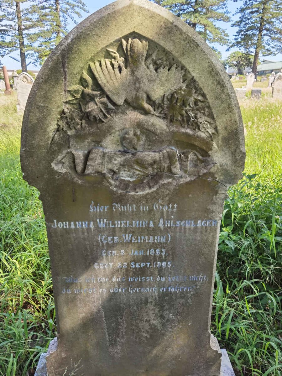 AHLSCHLAGER Johanna Wilhelmina nee WEIMANN 1883-1905