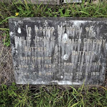 BUTTNER Emilie Johanne nee SCHREIBER 1892-1941 :: BUTTNER Ronald Gregory 1919-1931