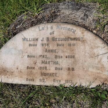 BEZUIDENHOUT William J.S. 1874-1941 :: BEZUIDENHOUT Annie 1882-1908 :: BEZUIDENHOUT Martha 1909-1910 :: BEZUIDENHOUT Horace 1912- 913 