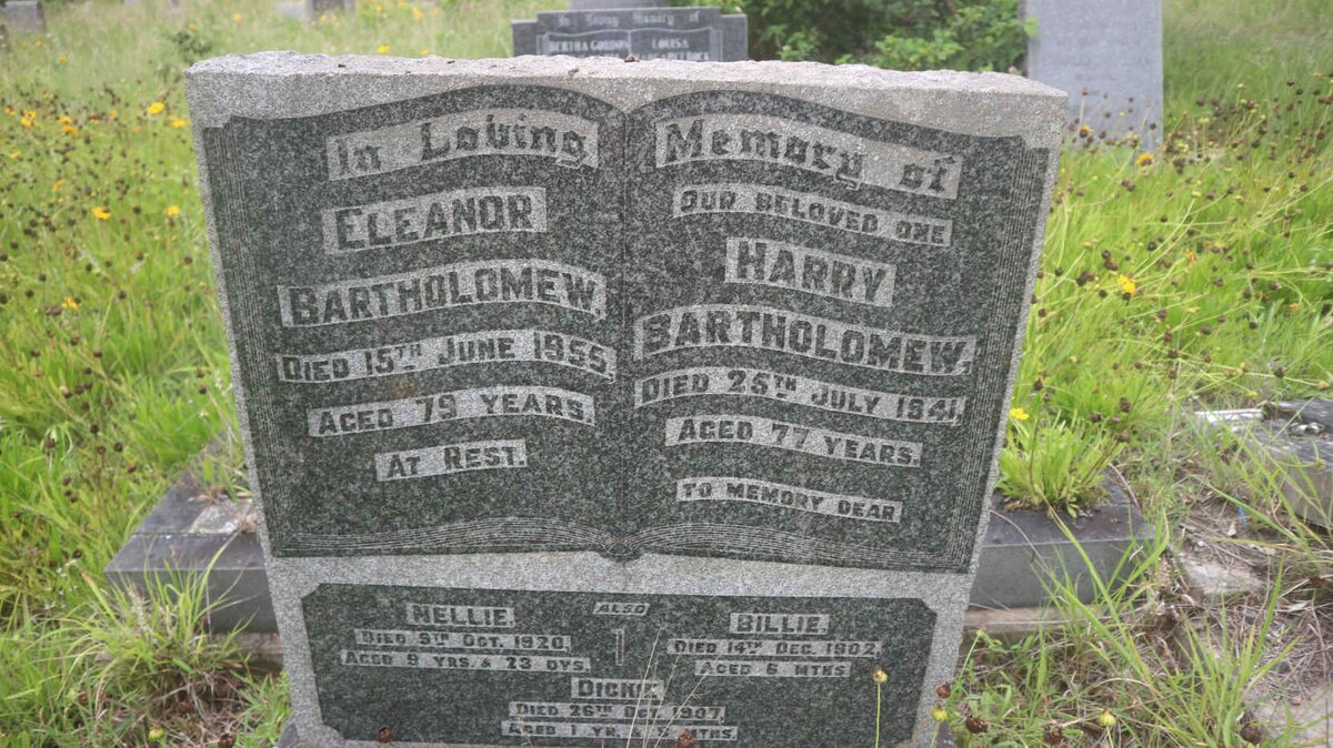 BARTHOLOMEW Harry 1941 &amp; Eleanor -1955 :: BARTHOLOMEW Billie -1902 :: BARTHOLOMEW Nellie -1920 :: BARTHOLOMEW Dickie -1907