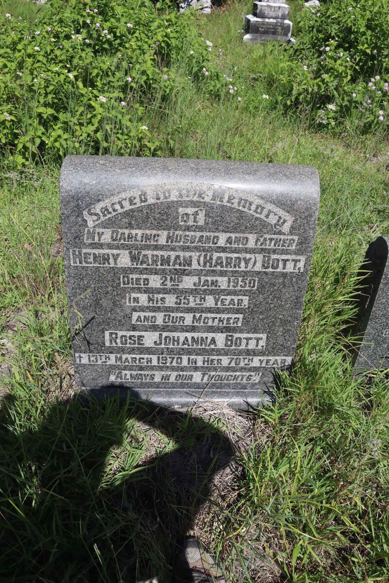 BOTT Henry Warman -1950 &amp; Rose Johanna -1970