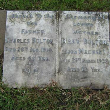 BOLTON Charles -1910 &amp; Mary MACRAE -1939