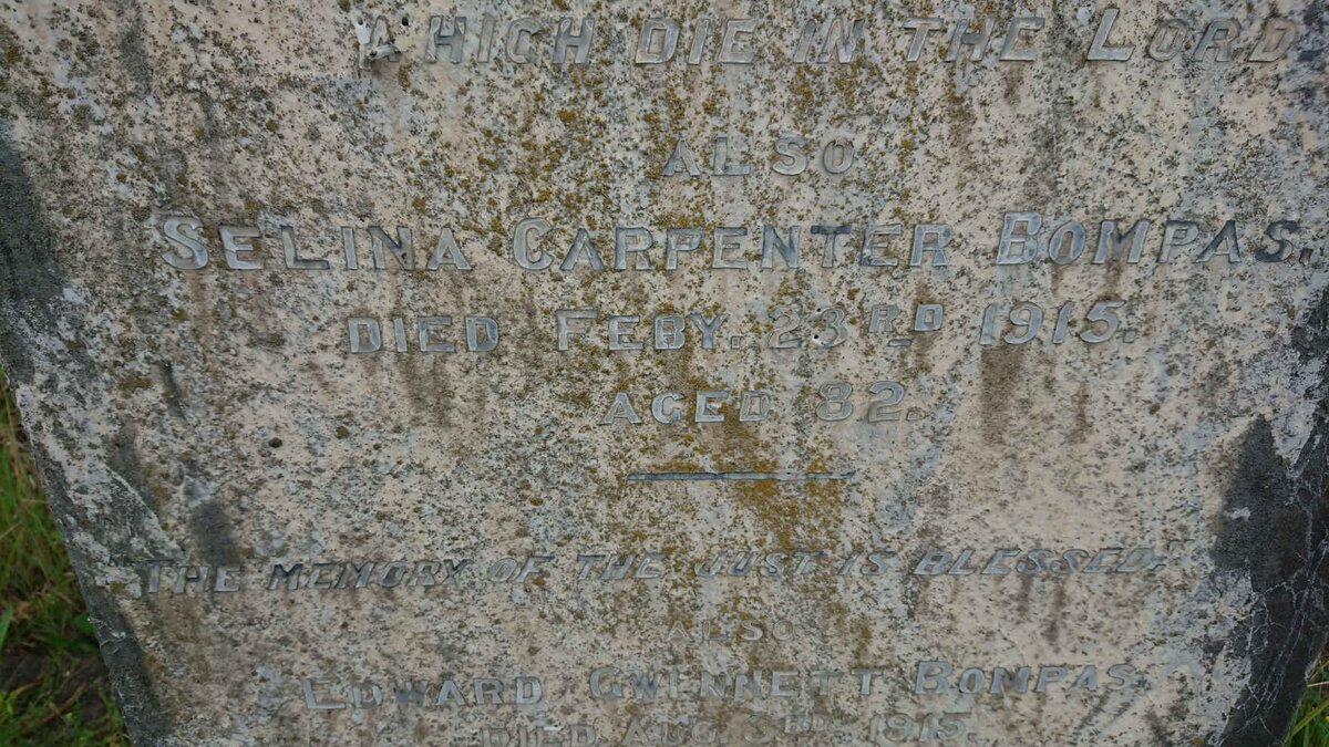 BOMPAS Sophia Cox -1908 :: BOMPAS Selina Carpenter -1915 :: BOMPAS Edward Gwinnett  -1915