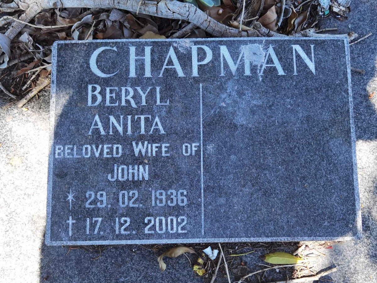 CHAPMAN Beryl Anita 1936-2002