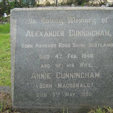 CUNNINGHAM Alexander -1948 &amp; Annie McDONALD -1950