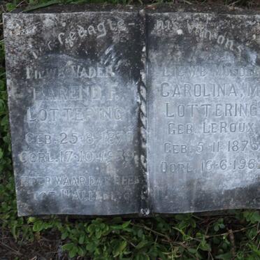 LOTTERING Barend F. 1870-1939 &amp; Carolina M. LE ROUX 1875-1962