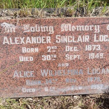 LOGAN Alexander Sinclair 1873-1949 &amp; Alice Wilhelmina 1875-1957
