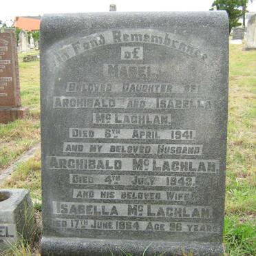 McLACHLAN Mabel -1941 :: McLACHLAN Archibald - 1943 :: McLACHLAN Isabella -1964