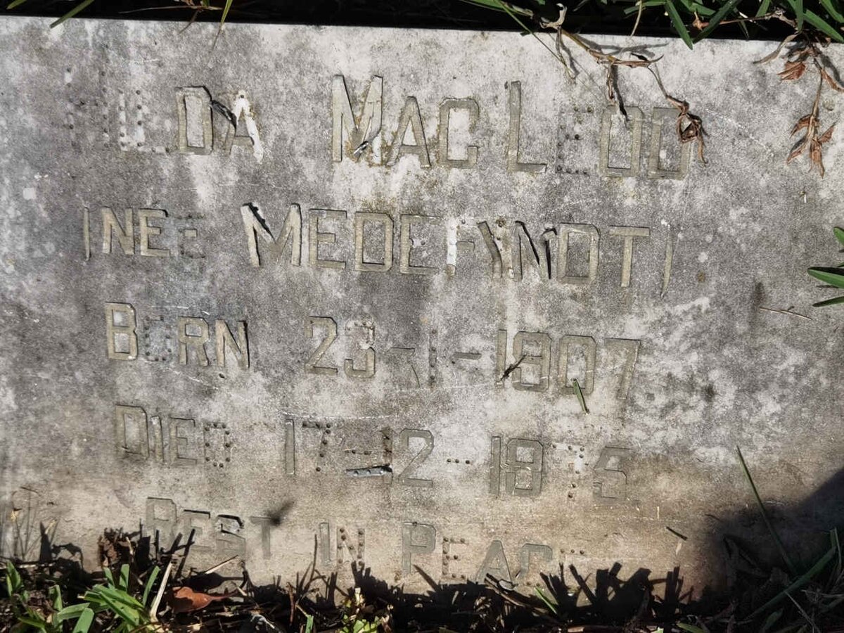 MACLEOD Hilda nee MEDEFINDT 1907-1975